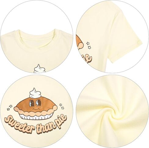 تي شيرت للأطفال الصغار والبنات والأولاد لعيد الشكر أحلى من الفطيرة تي شيرت للأطفال في الخريف والخريف بأكمام قصيرة تي شيرت in Kuwait