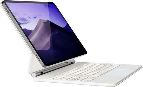 doqo for Samsung Galaxy Tab S9+/S9 FE+/S8+/S7 Plus/S7 FE Keyboard case 12.4“ Magnetic Case with Keyboard Built-in Touchpad Bluetooth Backlit Floating Cantilever Stand Slim Protective Cover Folio White in Saudi Arabia
