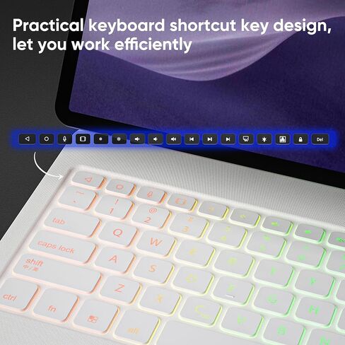 doqo for Samsung Galaxy Tab S9+/S9 FE+/S8+/S7 Plus/S7 FE Keyboard case 12.4“ Magnetic Case with Keyboard Built-in Touchpad Bluetooth Backlit Floating Cantilever Stand Slim Protective Cover Folio White in Saudi Arabia