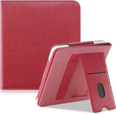 حافظة متوافقة مع BOOX Tablet Go Color 7inch e-Reader Boox Leaf2/Leaf3 C/Boox Page جلد PU مع حزام يد قابل للطي وغطاء للنوم/الاستيقاظ التلقائي، أحمر in Saudi Arabia