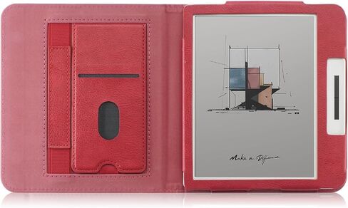 حافظة متوافقة مع BOOX Tablet Go Color 7inch e-Reader Boox Leaf2/Leaf3 C/Boox Page جلد PU مع حزام يد قابل للطي وغطاء للنوم/الاستيقاظ التلقائي، أحمر in Saudi Arabia