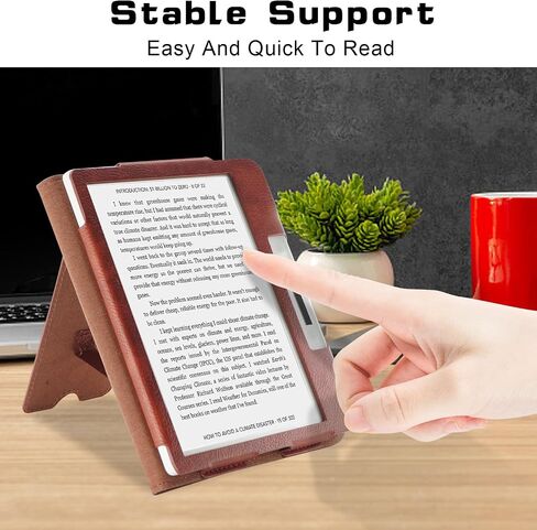 حافظة متوافقة مع BOOX Tablet Go Color 7inch e-Reader Boox Leaf2/Leaf3 C/Boox Page جلد PU مع حزام يد قابل للطي وغطاء للنوم/الاستيقاظ التلقائي، أحمر in Saudi Arabia