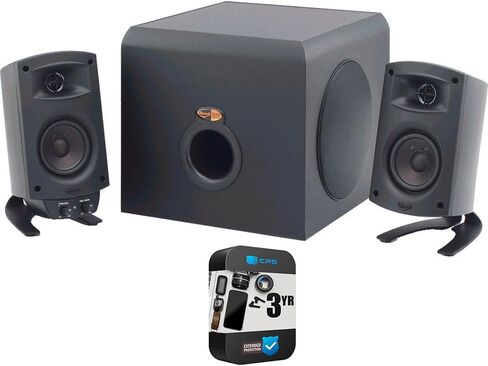 حزمة نظام مكبر الصوت Klipsch 1011400 ProMedia 2.1 THX المعتمد باللون الأسود (المتجدد) مع حزمة حماية محسنة CPS لمدة 3 سنوات in Saudi Arabia