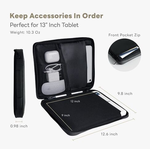 eiP 13 inch Waterproof Slim Tablet Carring Case with Handle Sleeve Bag for iPad Pro M4 13 Inch, iPad Air M2 13 Inch, iPad Pro 12.9", MacBook Pro 14", MacBook Air 13", Fit Keyboard and Stylus in Saudi Arabia