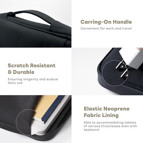 حافظة كمبيوتر لوحي نحيفة مقاومة للماء مقاس 13 بوصة من eIP مع حقيبة يد لجهاز iPad Pro M4 13 بوصة، iPad Air M2 13 بوصة، iPad Pro 12.9 بوصة، MacBook Pro 14 بوصة، MacBook Air 13 بوصة، لوحة مفاتيح مناسبة وقلم لمس in Kuwait