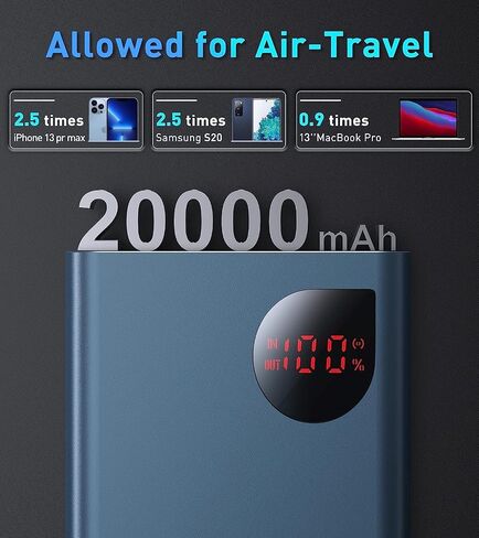 Baseus 65W 20000mAh Power Bank, Laptop Portable Charger,Smart Digital Display, Compatible with iPhone 15/14/13 Series, Samsung, MacBook, Dell, Steam Deck in Saudi Arabia