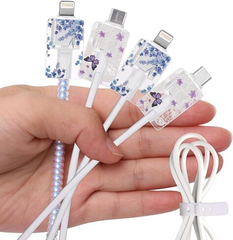 واقي كابل البيانات لشاحن iPhone، واقي كابل الماوس اللامع، واقي سلك الهاتف وشاحن الكمبيوتر، واقي كابل نمط القلب للنساء مع غلاف ومشبك in Saudi Arabia