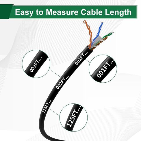 كابل إيثرنت Adoreen Bulk Cat 6 بطول 500 قدم أسود، صندوق سهل السحب، 24AWG صلب، 10 جيجابت في الثانية 550 ميجاهرتز، POE، ناعم ومرن وسلس وخالي من التشابك، كابل شبكة إنترنت UTP يعمل بطول FT in Kuwait