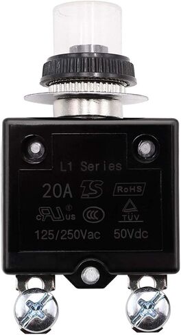 Tnisesm 3A Push Button Circuit Breaker 125/250V AC 50V DC, L1 Series Manual Reset Thermal Circuit Breaker with 19cm Wire Leads, 6.3mm Female Spade Terminals and Waterproof Button Transparent Cap in Saudi Arabia