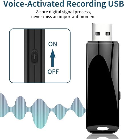 مسجل صوتي منشط عبر USB - مسجل رقمي سعة 32 جيجابايت للمحاضرات والاجتماعات جهاز تسجيل صوتي قابل لإعادة الشحن وعمر بطارية 24 in Saudi Arabia