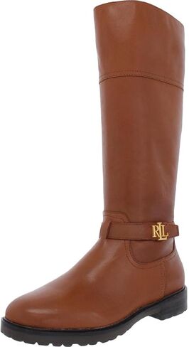 حذاء Lauren Ralph Lauren نسائي Everly مصنوع من الجلد لمنتصف الساق بلون أسمر ضارب للصفرة 5.5 متوسط ​​(B,M) in Kuwait