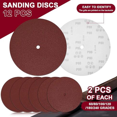 قرص صنفرة 10 بوصة لمنشار الطاولة 0.619 بوصة شفرة توازن قرص الصنفرة لمعايرة أربور مع 12 قطعة من ورق الصنفرة 60 80 100 120 180 240 حصى in Kuwait