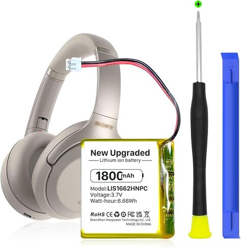 بطارية LIS1662HNPC، بطارية ليثيوم بوليمر عالية السعة 1800 مللي أمبير في الساعة بديلة لسوني WH-1000XM3 WH-1000XM4 WH-XB900N WH-H910N WH-CH710N سماعة رأس بلوتوث لاسلكية SM-03 SP 624038 مع أدوات إصلاح الأدوات in Kuwait