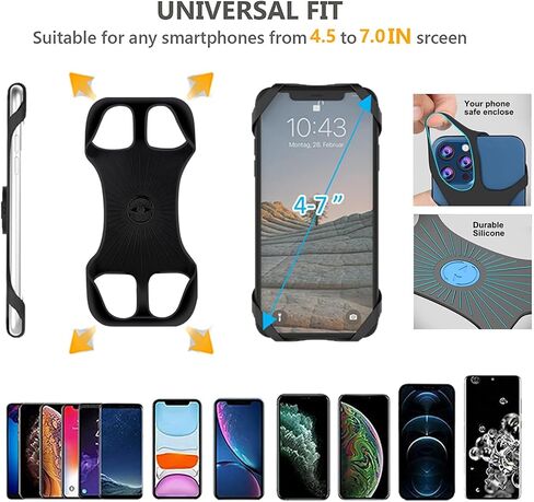 Universal Protector Phone Tether, Phone Lanyard Silicone Holder with Detachable Ring Grip,Fit Outdoor/Hiking/Fishing(Black-B) in Saudi Arabia
