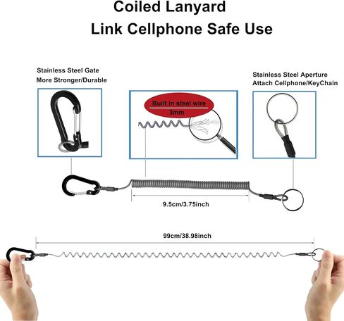 Universal Protector Phone Tether, Phone Lanyard Silicone Holder with Detachable Ring Grip,Fit Outdoor/Hiking/Fishing(Black-B) in Saudi Arabia