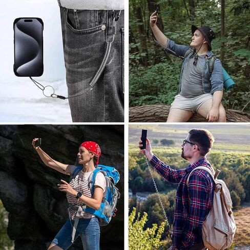 Universal Protector Phone Tether, Phone Lanyard Silicone Holder with Detachable Ring Grip,Fit Outdoor/Hiking/Fishing(Black-B) in Saudi Arabia