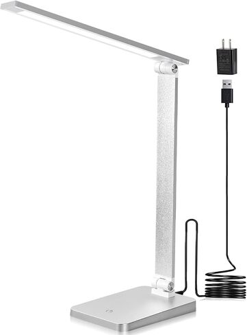 مصباح مكتب LED للمكتب المنزلي، ضوء مكتب 3 مستويات خافت مع منفذ شحن USB، مصباح دراسة صغير، ضوء قراءة للطاولة، أسود، 5000 كلفن in Saudi Arabia