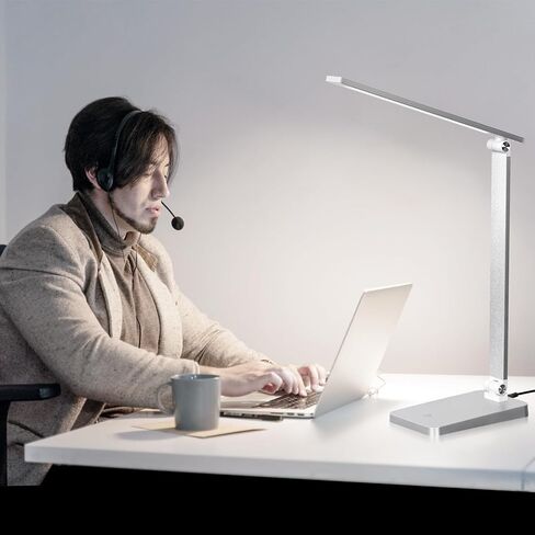 مصباح مكتب LED للمكتب المنزلي، ضوء مكتب 3 مستويات خافت مع منفذ شحن USB، مصباح دراسة صغير، ضوء قراءة للطاولة، أسود، 5000 كلفن in Saudi Arabia
