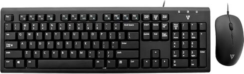 مجموعة لوحة مفاتيح وماوس سلكية V7 CKU200US PS/2، USB، أسود in Kuwait