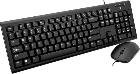 مجموعة لوحة مفاتيح وماوس سلكية V7 CKU200US PS/2، USB، أسود in Kuwait