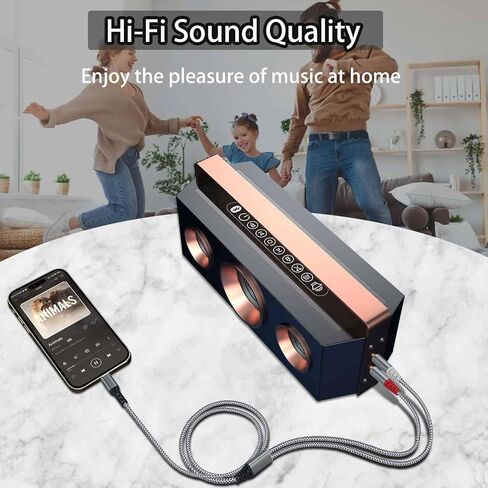 كابل صوت ستيريو Rliwov Lightning إلى Dual 1/4 بوصة، 4FT Lightning إلى Dual 6.35mm Stereo Y Splitter لجهاز i-Phone14/13/12 i-Pad، مكبر الصوت، مكبر الصوت، وحدة تحكم الخلط ملاحظة: لا ينطبق على التسجيل in Kuwait