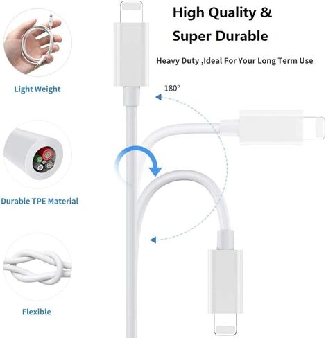 Apple MFi Certified Aux Cord for iPhone, 2 Pack Lightning to 3.5mm Audio Jack Adapter, Lightning to Aux Cable Compatible with iPhone 14 13 12 11 XS XR X 8 for Car Home Stereo/Speaker/Headphone, White in Kuwait