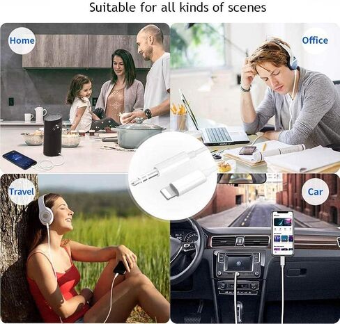 Apple MFi Certified Aux Cord for iPhone, 2 Pack Lightning to 3.5mm Audio Jack Adapter, Lightning to Aux Cable Compatible with iPhone 14 13 12 11 XS XR X 8 for Car Home Stereo/Speaker/Headphone, White in Kuwait