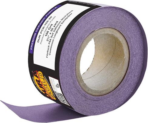 Dura-Gold Premium 150 Grit PSA Purple Film Ceramic Longboard Sandpaper, 2-3/4" Wide Continuous 20 Yard Roll - Self Adhesive Stickyback for Auto & Wood Air File Long Board Sanders, Hand Sanding Blocks in Saudi Arabia