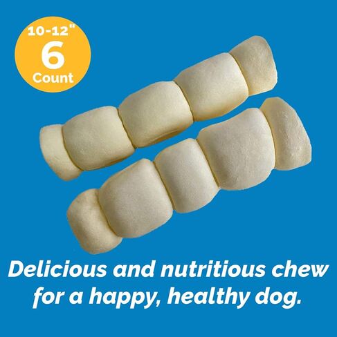 123 Treats Thick Beef Cheek Retriever Roll Chews for Dogs (10-12" - (6 Count) with Bully Dust) in Saudi Arabia