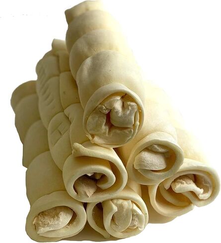 123 Treats Thick Beef Cheek Retriever Roll Chews for Dogs (10-12" - (6 Count) with Bully Dust) in Saudi Arabia
