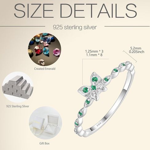 خاتم قابل للتكديس من الفضة الإسترليني عيار 925 على شكل فراشة مجوهرات إنفينيتي المولد للنساء in Kuwait