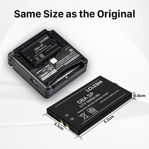 LCLEBM (1800mAh) Battery for Nintendo Gameboy Advance SP Console, 2024 New 0 Cycle Higher Capacity Rechargeable Battery Replacement for Nintendo GBA SP, AGS-001, AGS-003, SAM-SPRBP in Kuwait