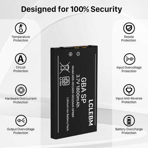 LCLEBM (1800mAh) Battery for Nintendo Gameboy Advance SP Console, 2024 New 0 Cycle Higher Capacity Rechargeable Battery Replacement for Nintendo GBA SP, AGS-001, AGS-003, SAM-SPRBP in Kuwait
