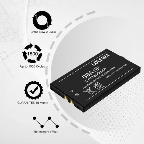 LCLEBM (1800mAh) Battery for Nintendo Gameboy Advance SP Console, 2024 New 0 Cycle Higher Capacity Rechargeable Battery Replacement for Nintendo GBA SP, AGS-001, AGS-003, SAM-SPRBP in Kuwait