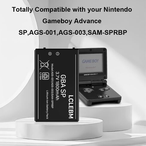 LCLEBM (1800mAh) Battery for Nintendo Gameboy Advance SP Console, 2024 New 0 Cycle Higher Capacity Rechargeable Battery Replacement for Nintendo GBA SP, AGS-001, AGS-003, SAM-SPRBP in Kuwait