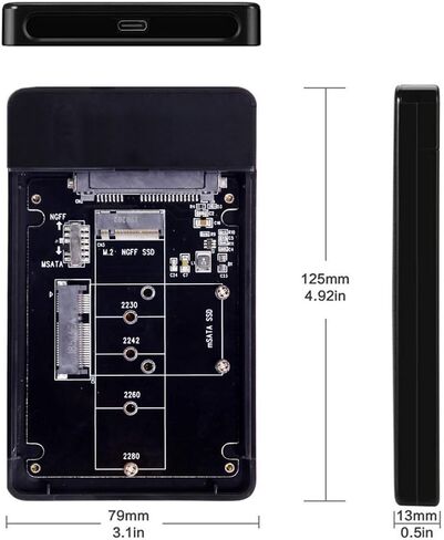 chenyang USB C to 2.5" SATA SSD HDD Tool Free Clear External Hard Disk Enclosure for Laptop PC Black in Saudi Arabia
