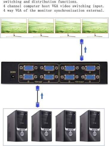 VGA Video Switch Splitter 4 in 4 Out 4 in 2 Out ثنائي الاتجاه قابل للتحويل HD Video Sharer 250Mhz مضيف الكمبيوتر الخارجي 4 منافذ VGA TV Monitor جهاز عرض محدد صندوق التبديل 1080P in Kuwait