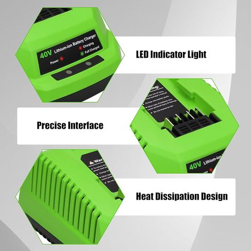 Fast Replacement Charger Compatible with Greenworks 40V Battery Charger Lithium Ion 29482 29462 29472 2901319 2938302 BAF702 L-300 BAF704 Charger Compatible with Greenworks 40V G-MAX Power Tools in Kuwait