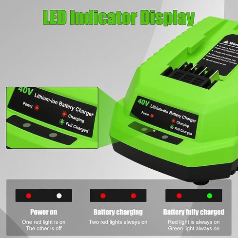 Fast Replacement Charger Compatible with Greenworks 40V Battery Charger Lithium Ion 29482 29462 29472 2901319 2938302 BAF702 L-300 BAF704 Charger Compatible with Greenworks 40V G-MAX Power Tools in Kuwait