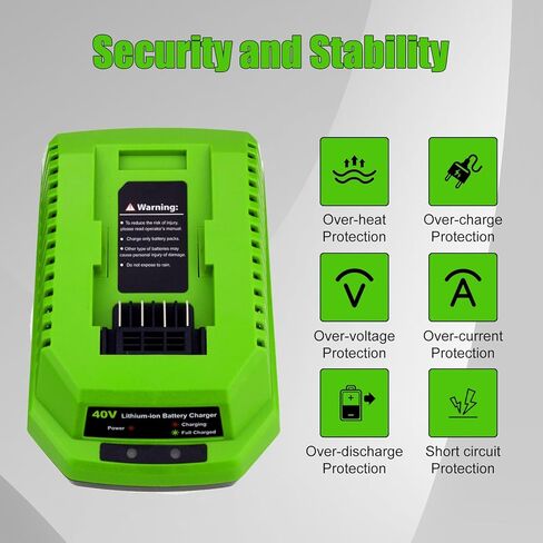 Fast Replacement Charger Compatible with Greenworks 40V Battery Charger Lithium Ion 29482 29462 29472 2901319 2938302 BAF702 L-300 BAF704 Charger Compatible with Greenworks 40V G-MAX Power Tools in Kuwait