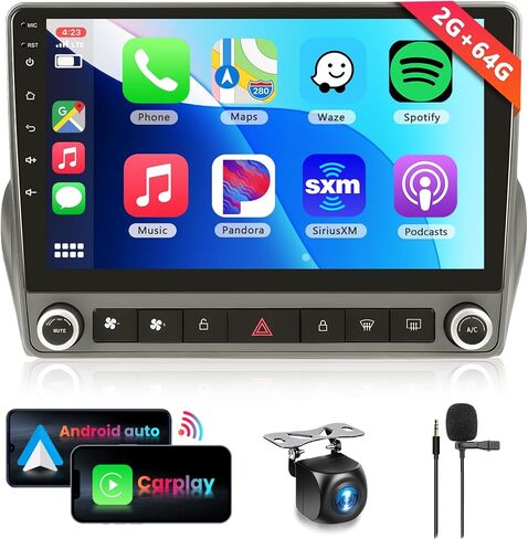 ستيريو راديو السيارة 2G+64G لسيارة شيفروليه تشيفي كامارو 2008-2015 مع CarPlay Android Auto، وحدة رأس شاشة تعمل باللمس 9 بوصات Android 13، HiFi Audio GPS Navi WiFi Bluetooth SWC HD in Saudi Arabia