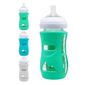 Silicone Sleeve for Avent Natural Glass Baby Bottles 8 oz, Set of 3 Anti-Breakage Glass Baby Bottle Cover Mixed Color Silicone Bottle Sleeve