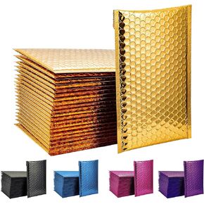 Metallic Bubble Mailers 6x10 Inch 50 Pack, Gold Bubble Mailers, Padded Shipping Envelopes, Bubble Poly mailers for Shipping, Mailing, Packaging for Business (Gold)
