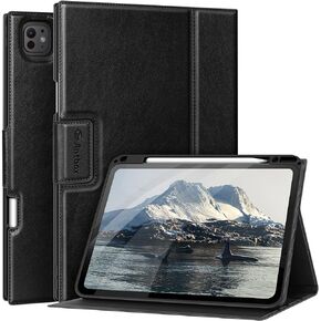 Antbox لجهاز iPad Pro 13 بوصة حافظة M4(2024)، حامل قلم رصاص مدمج، يدعم بالكامل قلم الرصاص Pro والقلم الرصاص (USB-C)، وظيفة النوم/الاستيقاظ التلقائي من جلد البولي يوريثان iPad Pro 13 (بني)