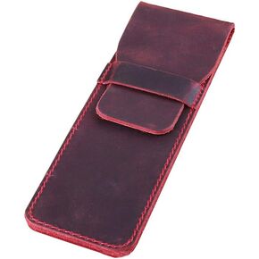 Leather Pen Case Holder Handmade Fountain Multi Pens Pouch Crazy Horse Leather Pen Protective Sleeve Cover – Brown