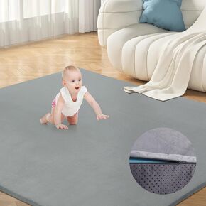 MABOZOO Padded Baby Play Mat, Waterproof Extra Thicker & Large Baby Playpen Mat for Babies, Toddlers, Infants, Thicken Baby Playmat Crawling Mat for Indoor & Outdoor (50 * 50 * 1 Inch, Dark Grey)