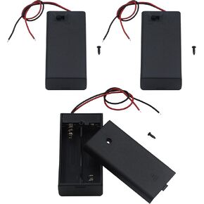 3Pcs 2 AA Battery Holder with Switch, 2x 1.5V AA Battery Holder Case with Wire Leads and ON/OFF Switch(3 Pack)