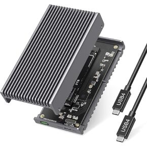 Noiseless 40Gbps M.2 NVMe Enclosure up to 8TB, USB C Cooling Aluminum External SSD Enclosure Compatible Thunderbolt4/3 & USB4/3 SSD Adapter, PCIe Gen4 Fits 2280/2260/2242/2230mm M B+M Key