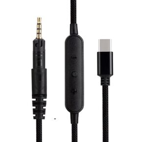 HD518 HD558 HD598 HD599 HD579 Replacement USB C Audio Cable, Compatible with Sennheiser Headphones, Type-c to 2.5mm Male Stereo Jack Cord, 5 Ft (1.5 meters), Inline Mic/Remote Control, Black