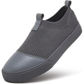 XRH Women's Loafers Slip on Casual Walking Shoes,White Non Slip Work Shoes Women Black Shoes Comfortable Kint Sneakers